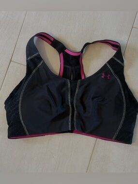 Under Armour Black Sports Bra with Pink Accents - 36C